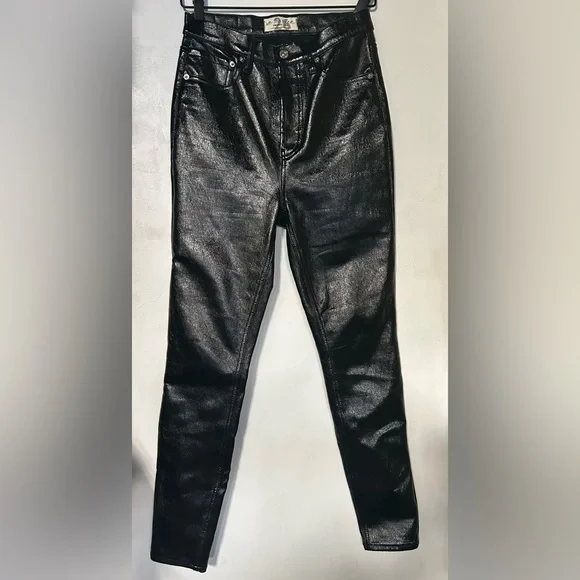 We the Free Phoenix Coated Skinny Jeans in Liquid Black SZ 25 - Picture 4 of 11